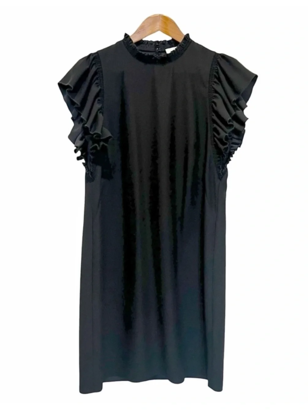 Kate Spade New York Shift Dress Flutter Sleeve Size 8 Black Classic LBD
